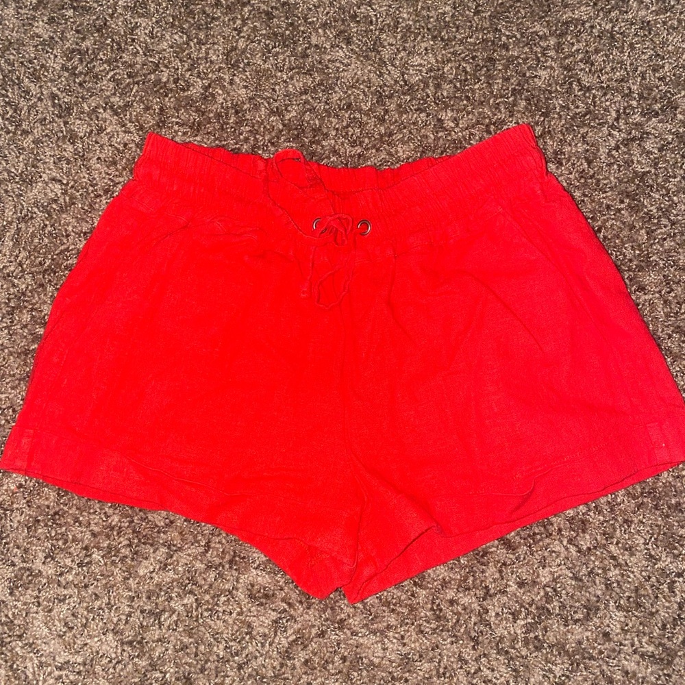 Forever 21 linen shorts in red- XS mid-rise